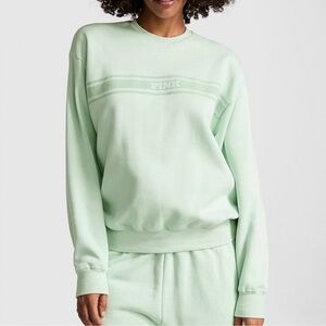 Victoria's Secret PINK Ivy Fleece Classic Crew Sweatshirt Mint Green Women’s Sml